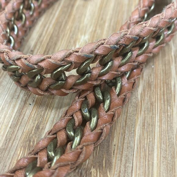 J. Crew braided leather and chain women’s M/L belt - Picture 3 of 4